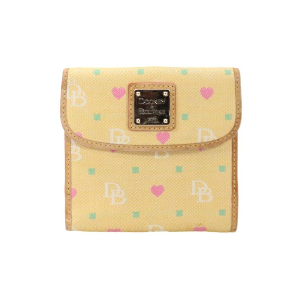 Dooney & Bourke Womens Canvas Monogram Print Bi-Fold Wallet Yellow
